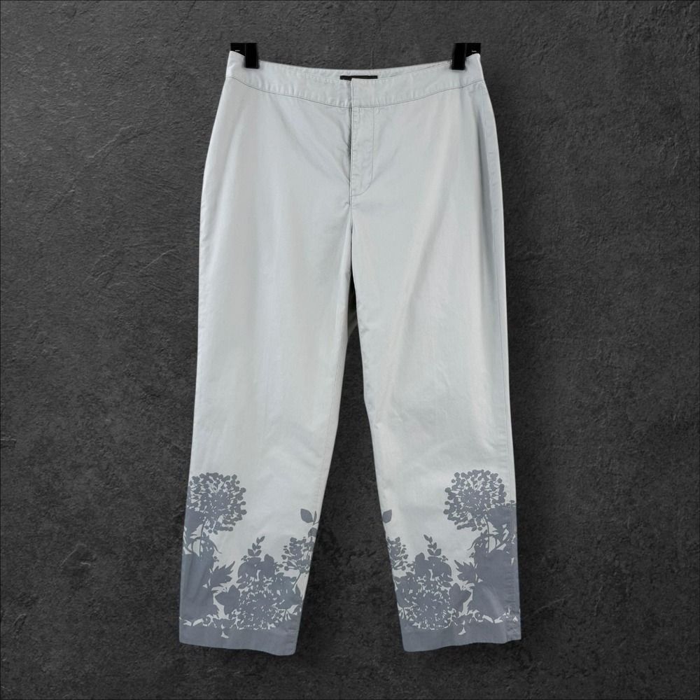 Banana Republic Pants Womens Size 6 Gray Floral Cropped Straight Twill Harrison